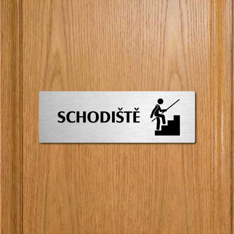 Schodiště, 200x66mm, stříbrná popiska s dvojtým rámečkem